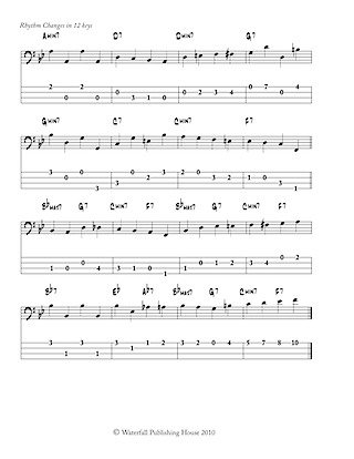 jazz bass tab basstab.net constructing walking jazz bass lines book II rhythm changes in 12 keys bass tab edition ex11